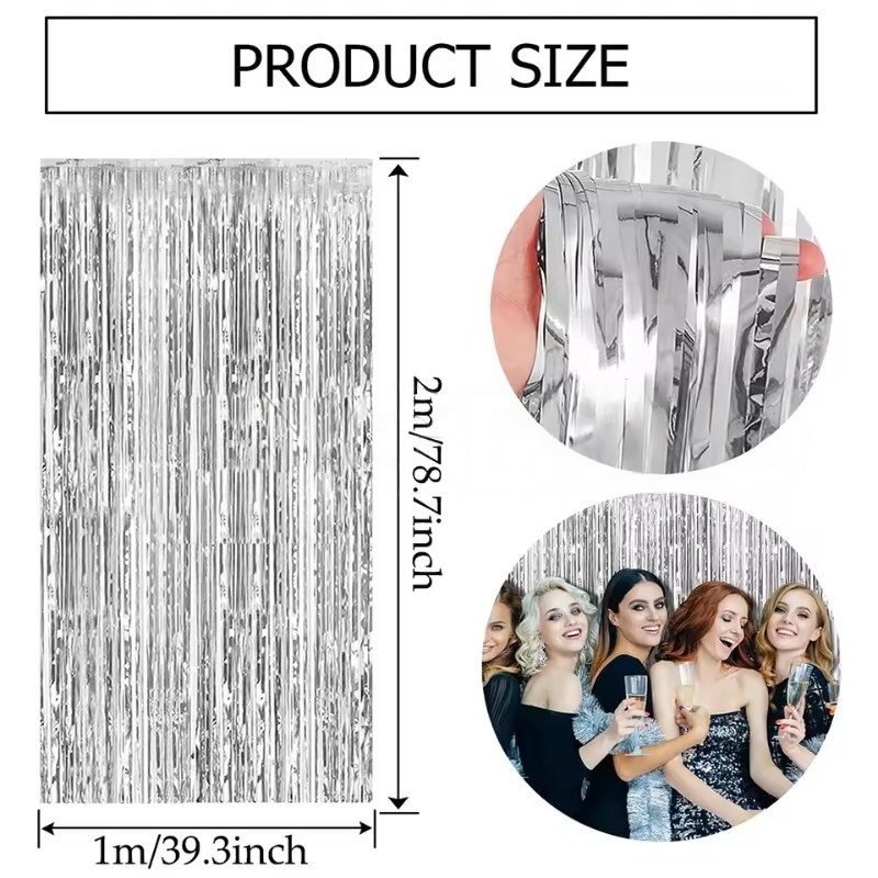 1/2/3Pack Glitter Party Backdr - Tinsel Garland Decoration のレビューと価格