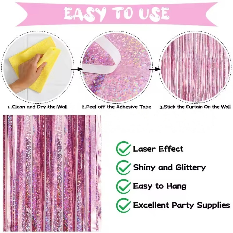 1/2/3Pack Glitter Party Backdr - Tinsel Garland Decoration のレビューと価格