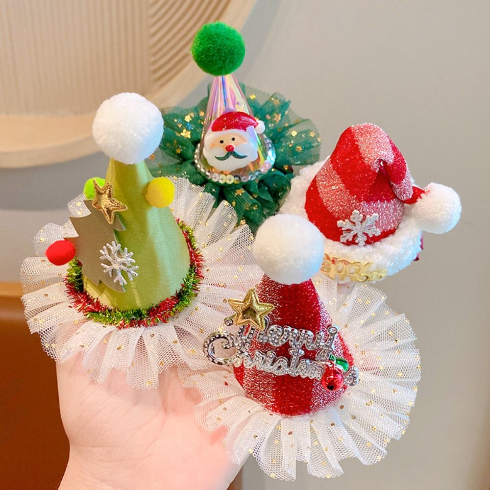 Cute Star Christmas Hair Clip  - Santa Hat Plush のレビューと価格