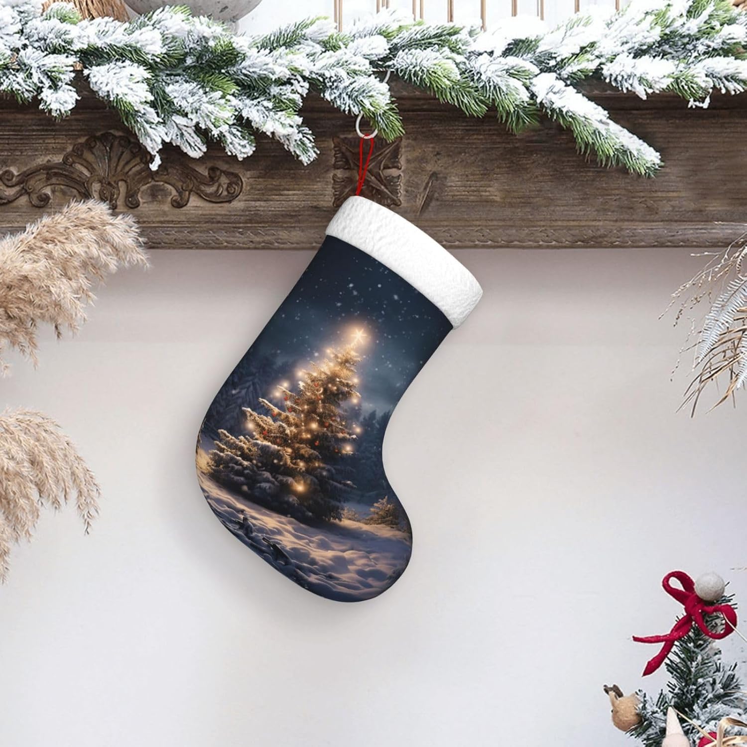 Christmas Tree Snow gift Stock - Christmas Stocking Hanging のレビューと価格