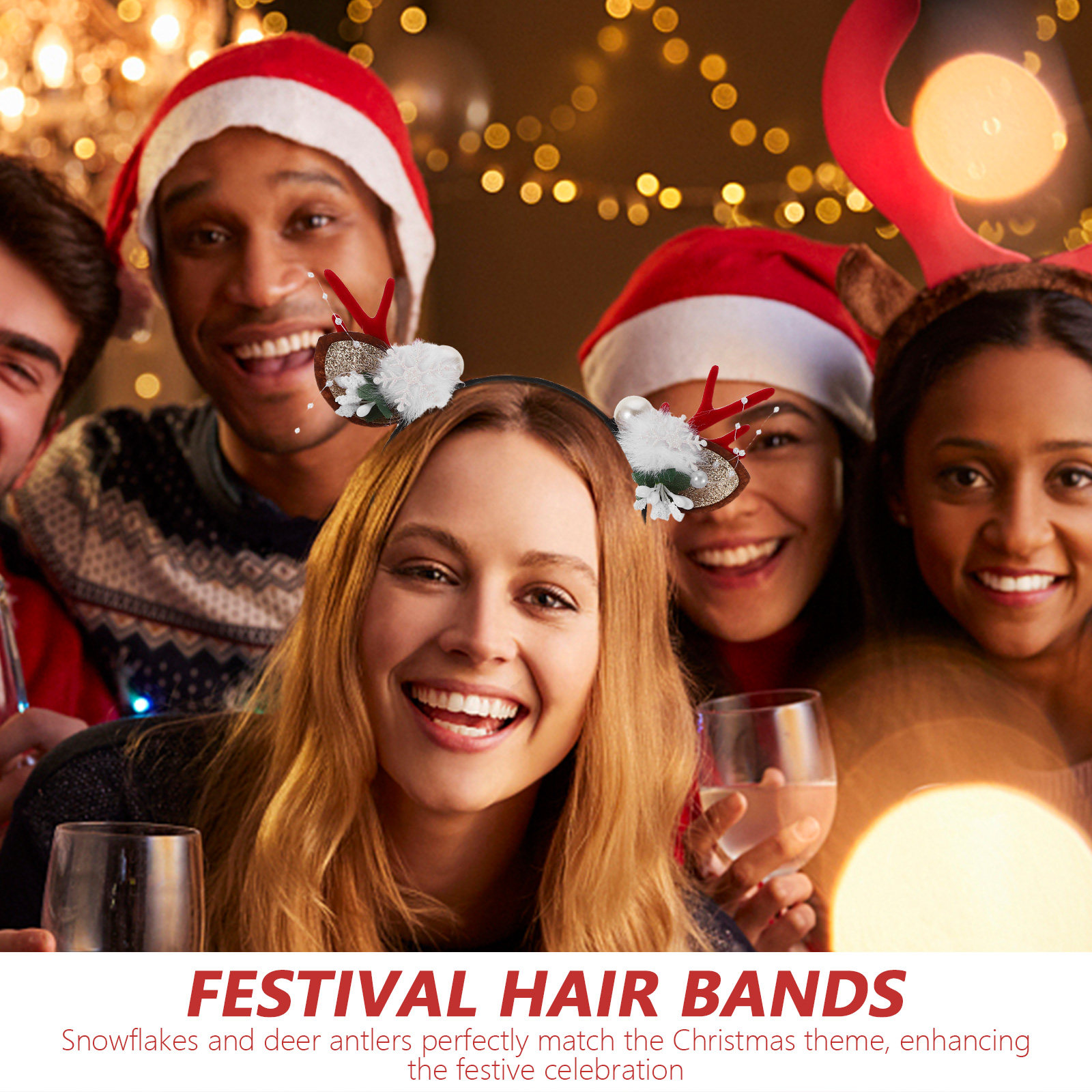 4Pcs Festive Reindeer Antlers  - Reindeer Antlers Headband のレビューと価格