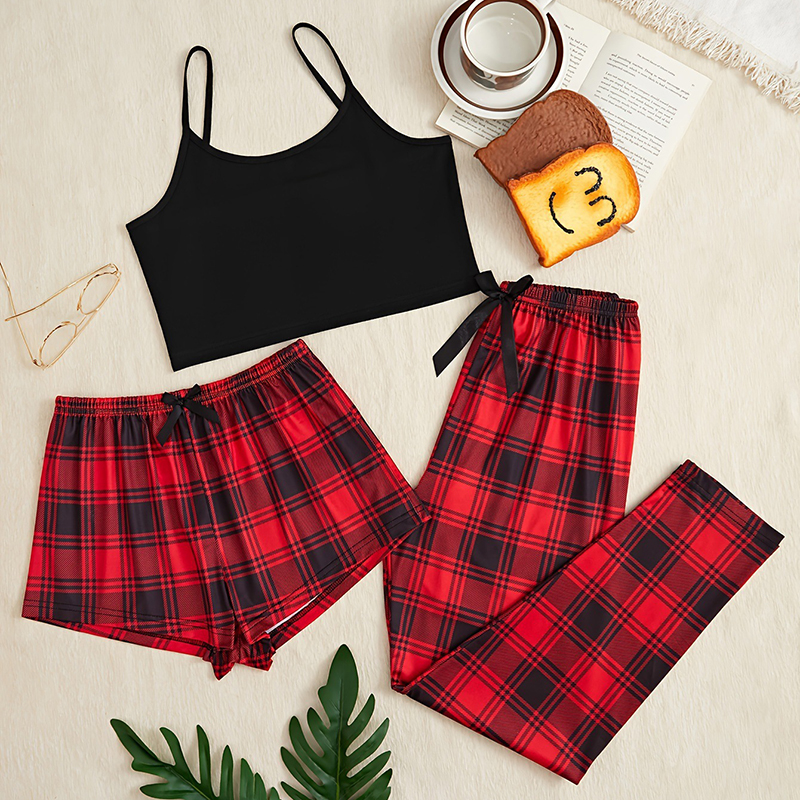 3Pcs Women's Pajama Set Camiso - Christmas Throw Blanket のレビューと価格