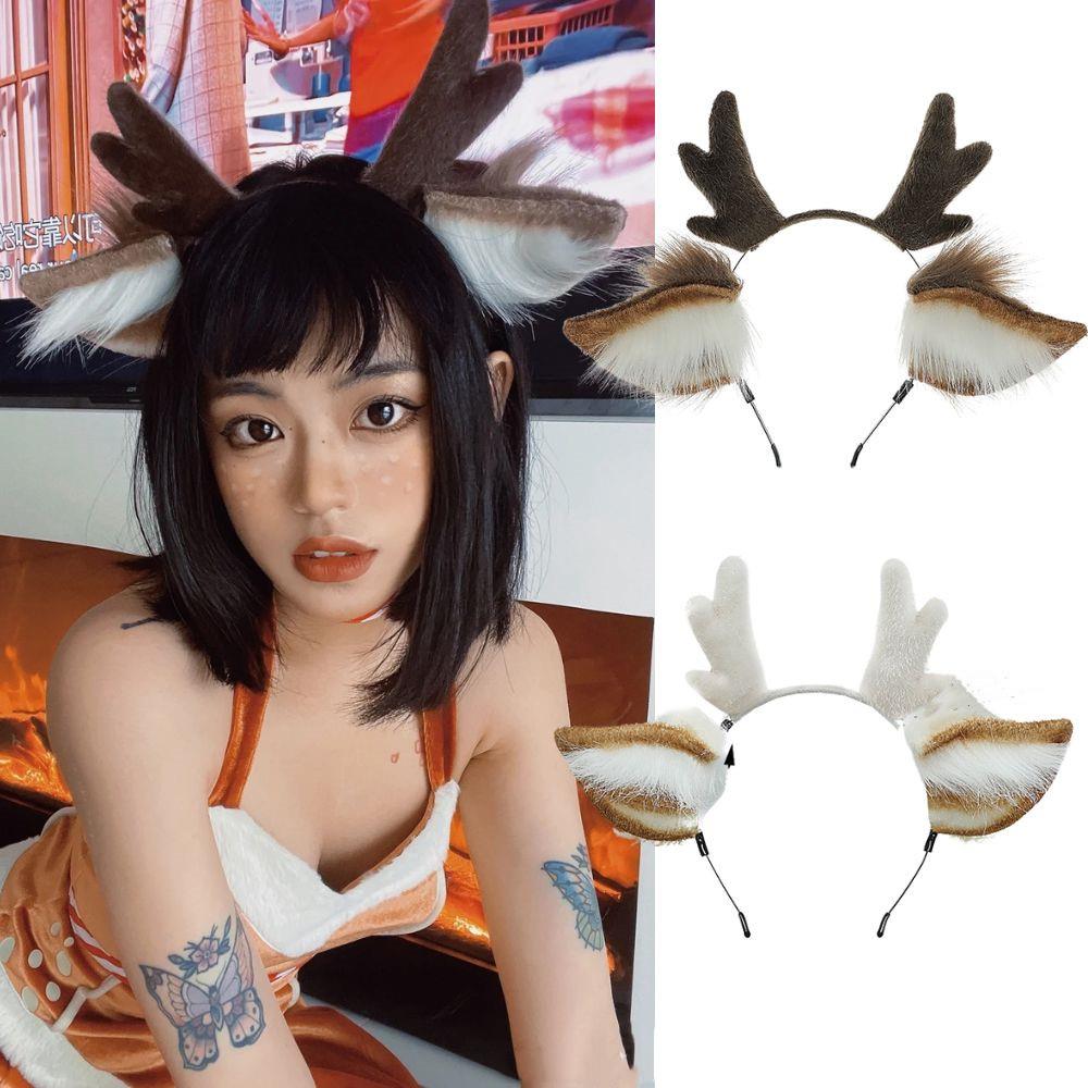 Handmade Animal Fur Antler Hea - Reindeer Antlers Headband のレビューと価格