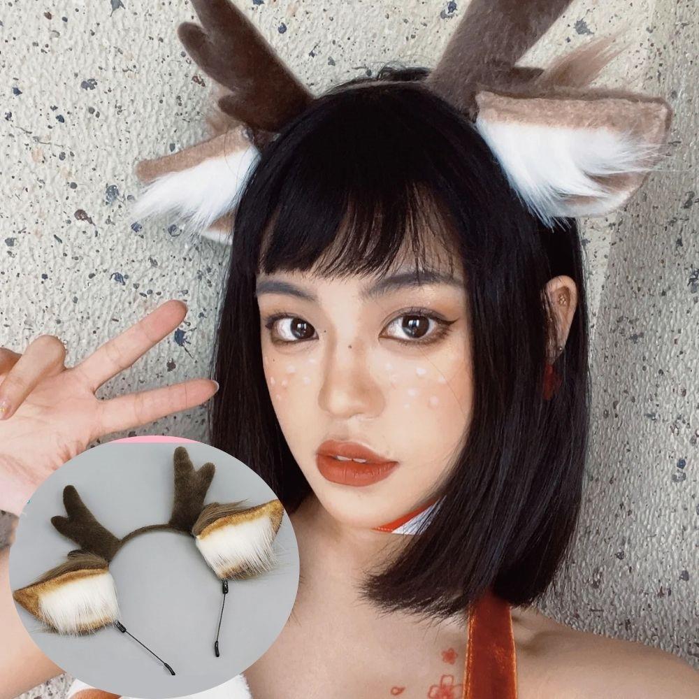 Handmade Animal Fur Antler Hea - Reindeer Antlers Headband のレビューと価格