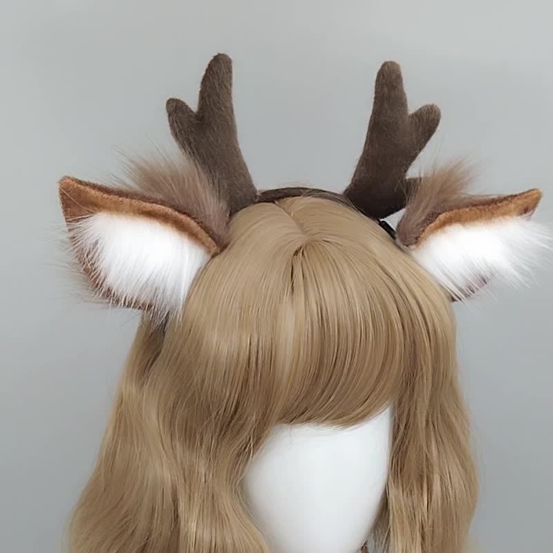 Handmade Animal Fur Antler Hea - Reindeer Antlers Headband のレビューと価格