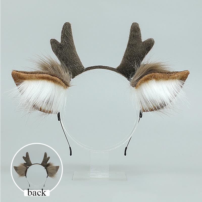 Handmade Animal Fur Antler Hea - Reindeer Antlers Headband のレビューと価格