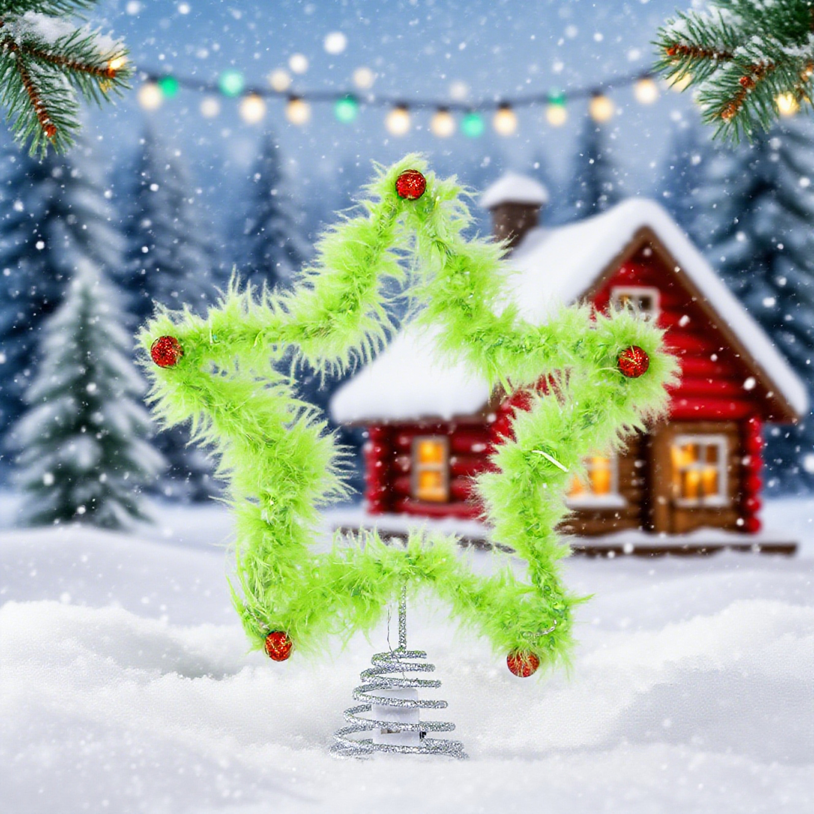 Christmas Fuzzy Grinch Star Tr - Star Tree Topper のレビューと価格