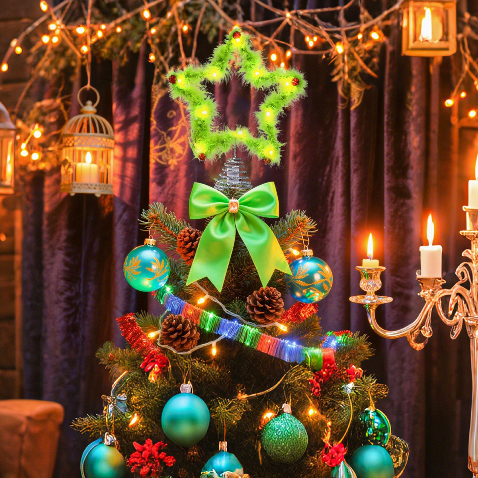 Christmas Fuzzy Grinch Star Tr - Star Tree Topper のレビューと価格
