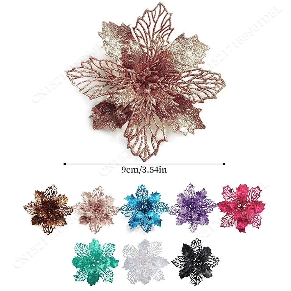 5pcs 9cm Glitter Artifical Chr - Christmas Wreath Fake のレビューと価格