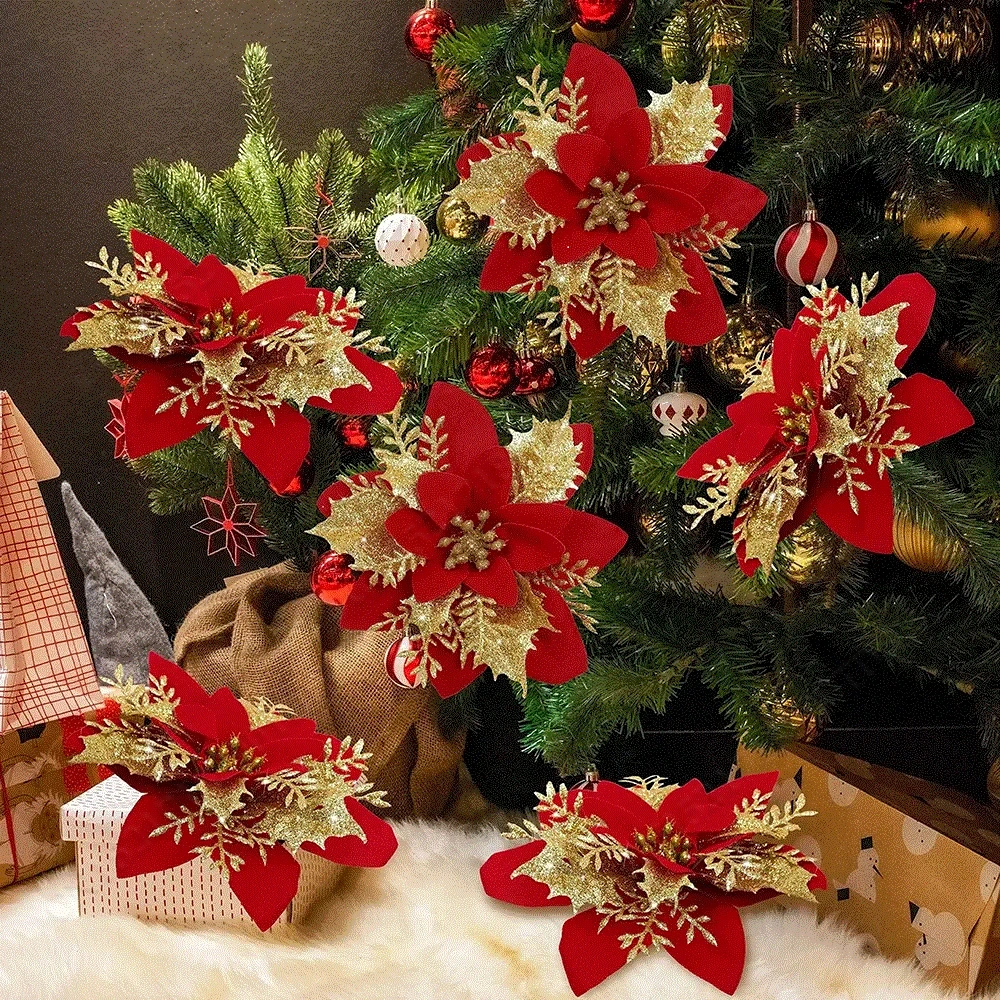 5pcs 9cm Glitter Artifical Chr - Christmas Wreath Fake のレビューと価格