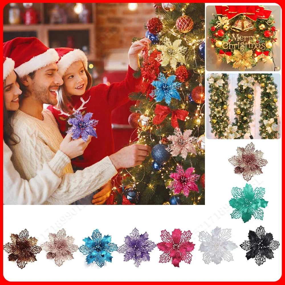 5pcs 9cm Glitter Artifical Chr - Christmas Wreath Fake のレビューと価格