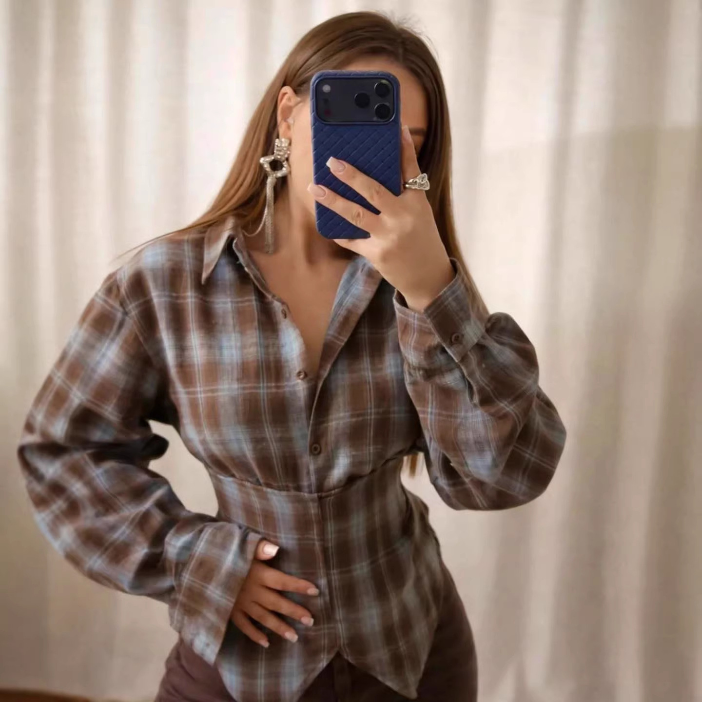 Loose Women's Plaid Blouse Vin - Christmas Throw Blanket のレビューと価格