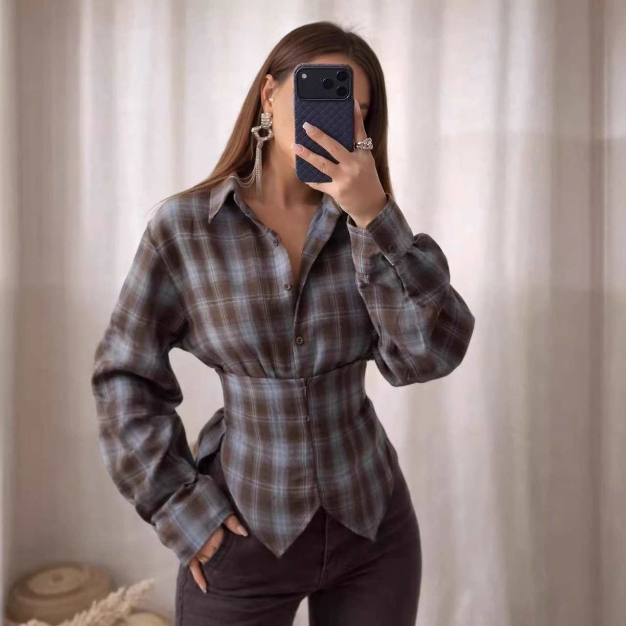 Loose Women's Plaid Blouse Vin - Christmas Throw Blanket のレビューと価格