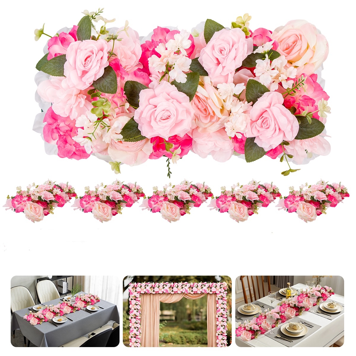 6 Pcs Artificial Flower Garlan - Christmas Table Runner のレビューと価格