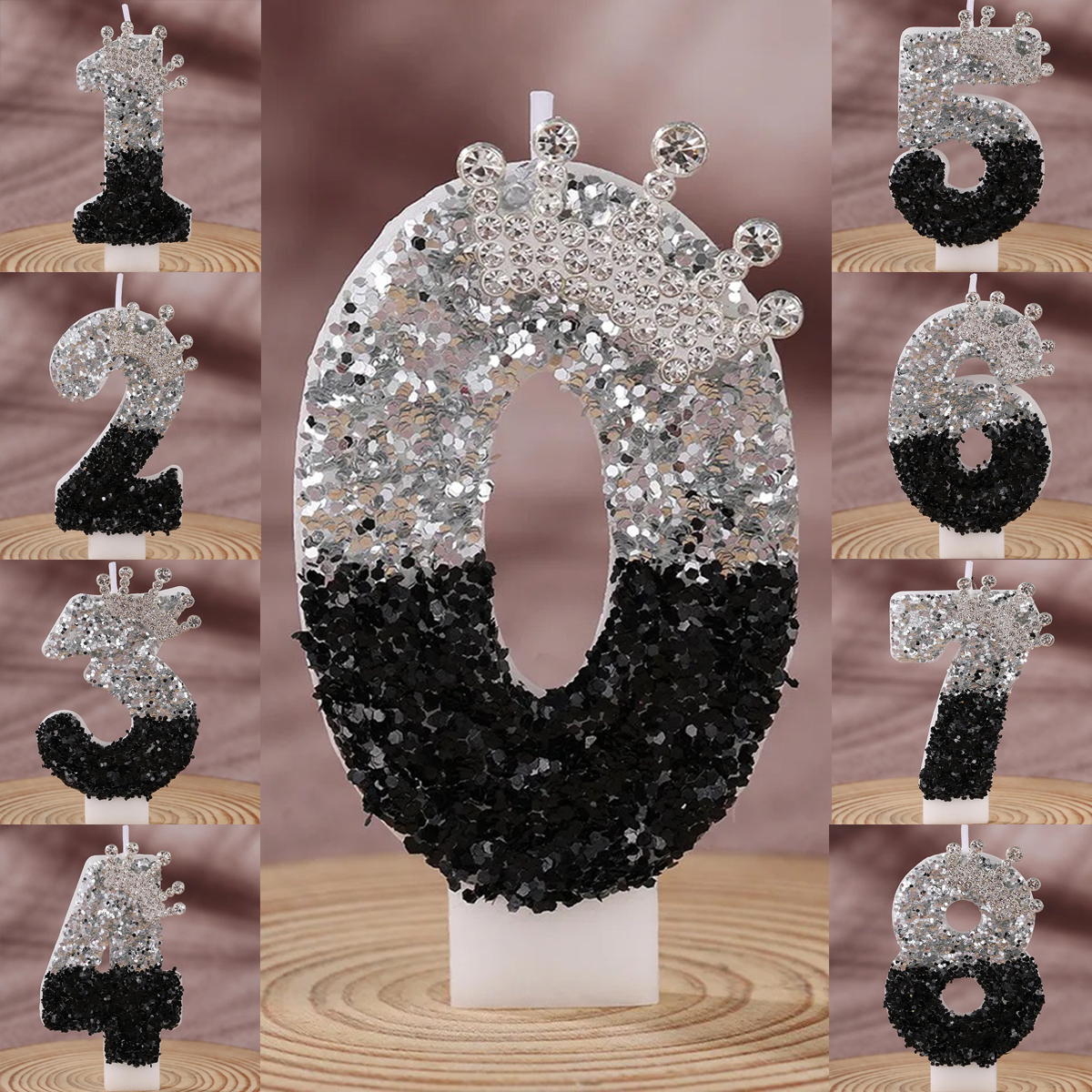Black Silver Gradient Crown Ha - Holiday Candle Set のレビューと価格