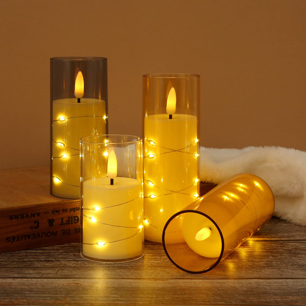 3pcs/set LED Copper Wire Flame - Holiday Candle Set のレビューと価格