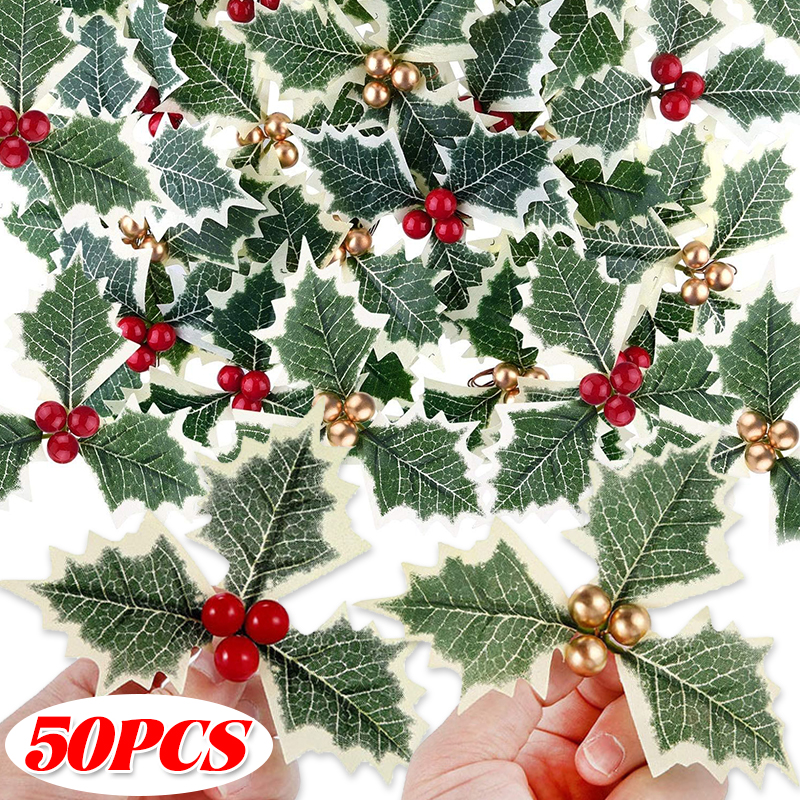 5-50pcs Christmas Holly Berrie - Christmas Wreath Fake のレビューと価格