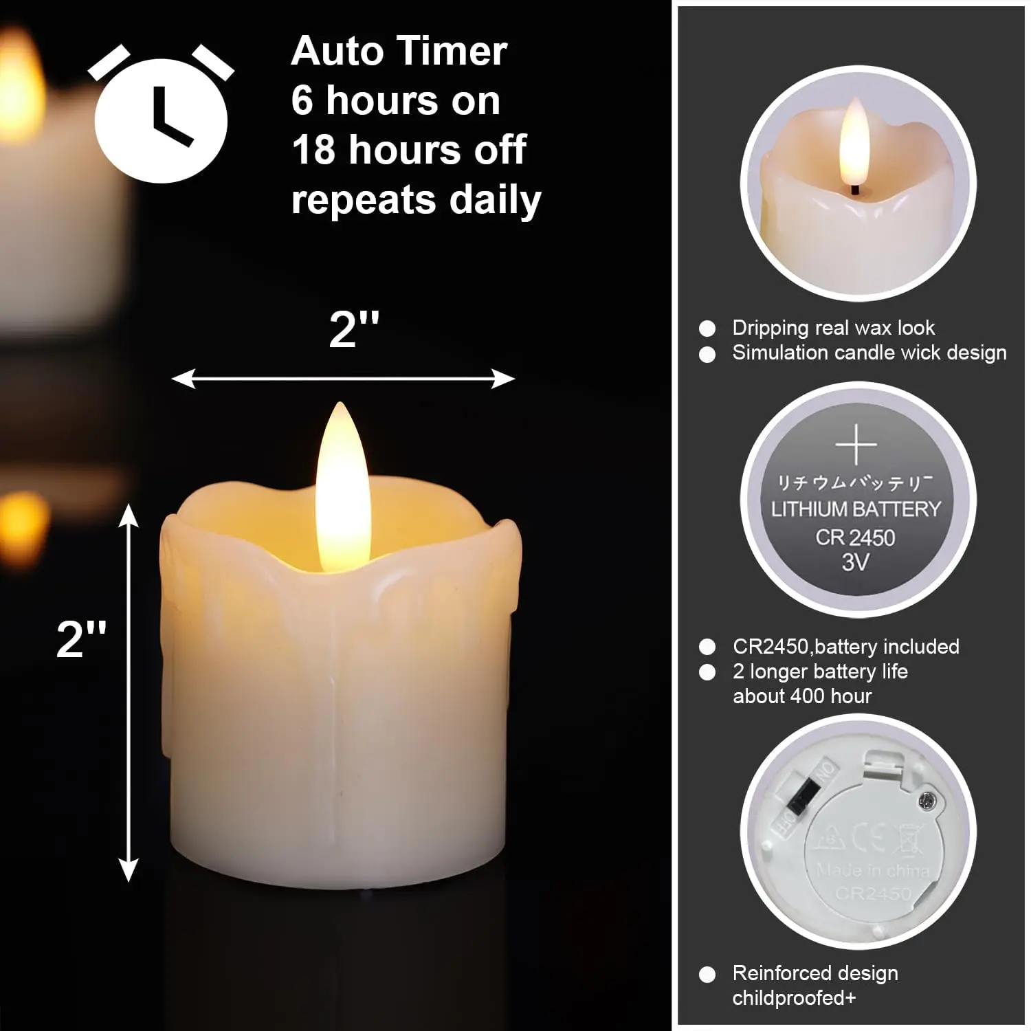 Flameless Votive Candles with  - Holiday Candle Set のレビューと価格
