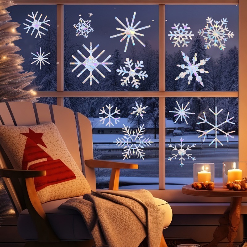 Xmas Snowflake Pattern Rainbow - Snowflake Window Decal のレビューと価格